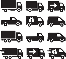Various types of vehicle truck silhouette vector