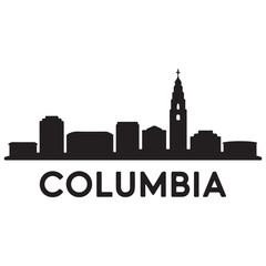 Fototapeta premium Columbia skyline horizontal banner. Columbia, South Carolinaa. Vector template for your design. Vector black silhouette. with white background