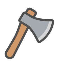 Axe illustration with a wooden handle on a transparent background  