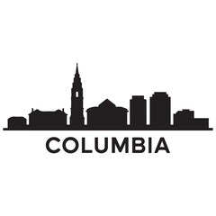 Columbia skyline horizontal banner. Columbia, South Carolinaa. Vector template for your design. Vector black silhouette. with white background