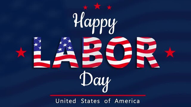 happy labor day United States of America animated banner video footage