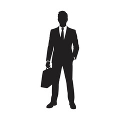 Professional Male Figure Silhouette with Suit and Business Bag for Corporate and Office Design Concepts

