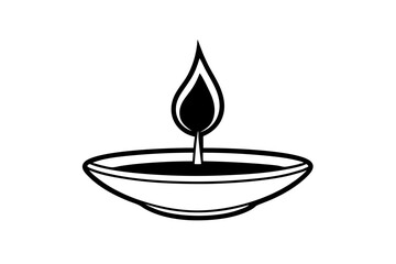 Thai Candle Krathong Line Art for Festival Decoration Vector