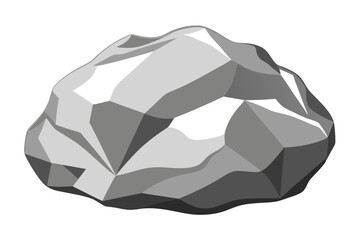 Metallic silver ore vector in minimalist style with textured shiny finish