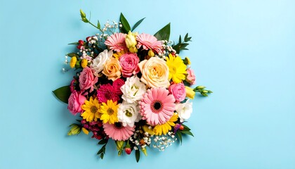 Colorful Flower Bouquet Light Blue