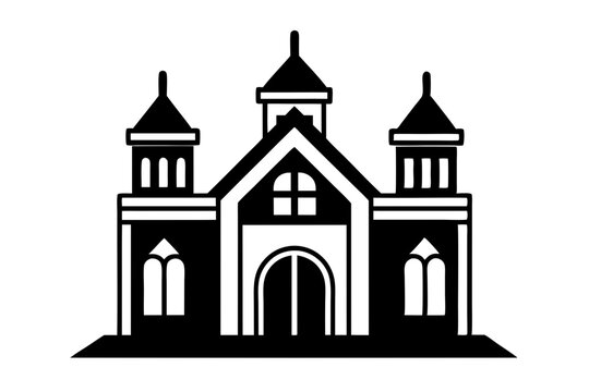 black and white church building icon clip art preview