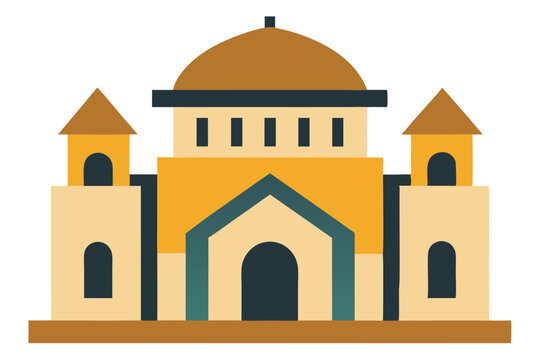 flat building with dome and towers clip art preview
