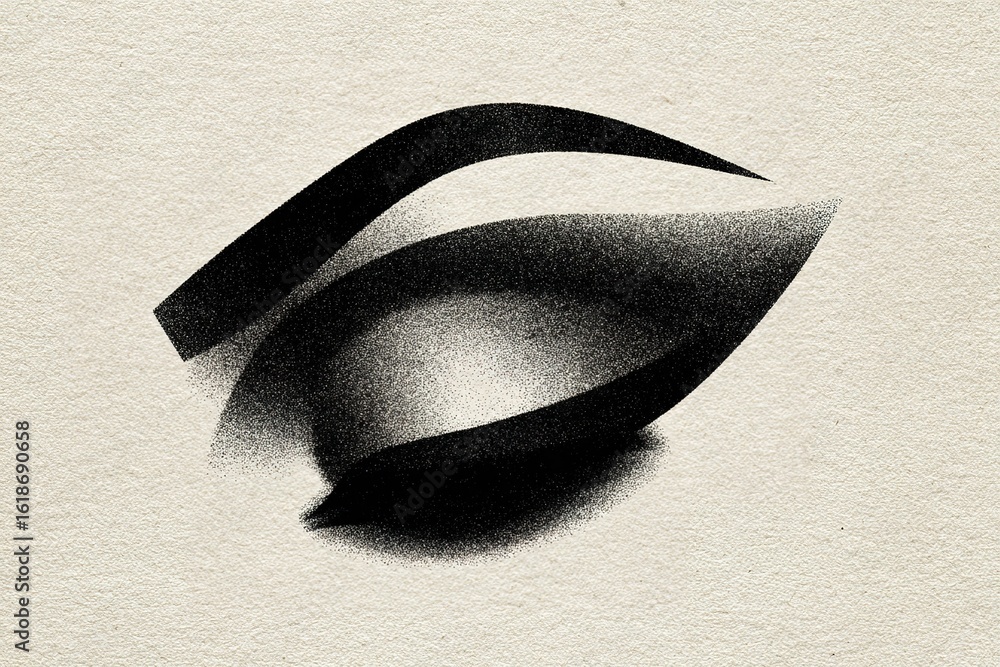 Poster abstract representation of an eye with smooth curves and shadow play on textured background