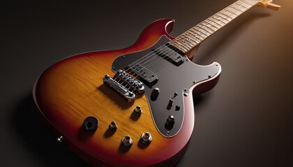 Vertical shot of a brown acoustic guitar on the ground
3
