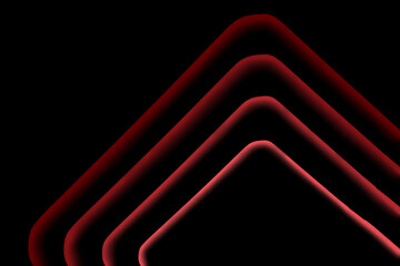 Abstract, minimalistic, red glowing neon gradient from dark red to light red wave on black background for wallpapers, headers, etc. 