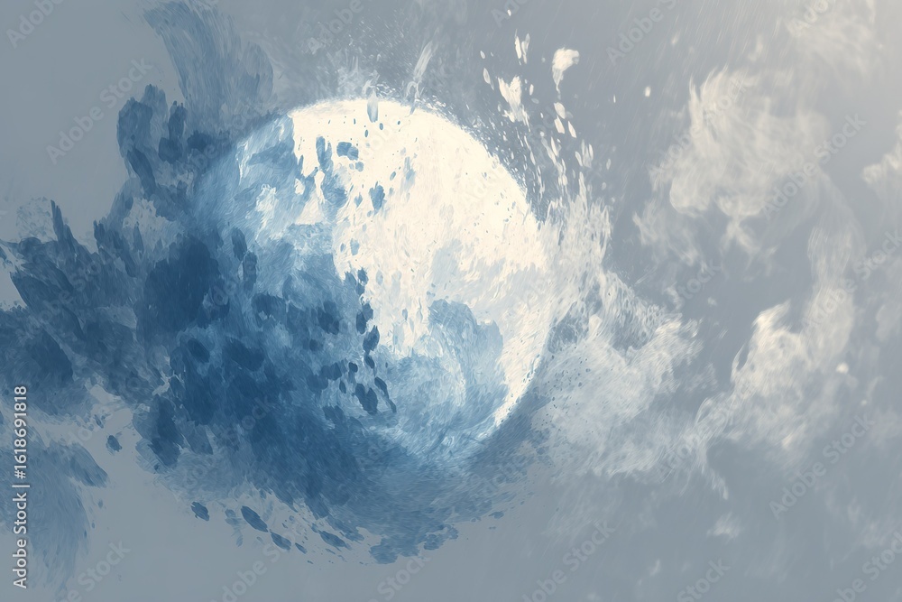 Aufkleber mysterious moon emerging from billowing clouds at twilight, creating an enchanting sky above a tranq