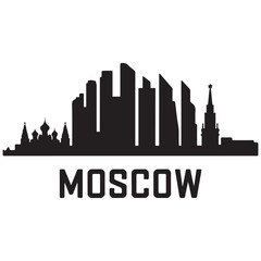 Fototapeta premium Moscow skyline silhouette. Black Moscow city. Vector black silhouette. with white background