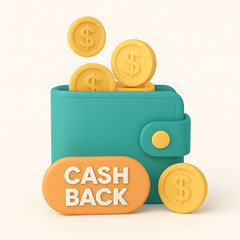 Cash Back Concept with Wallet and Coins Representing Financial Savings and Reward Programs Available