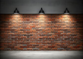An industrial-style interior with a colorful brick accent wall as the focal point. The brick wall features a mix of red, brown, tan, and darker colored bricks arranged in a traditional running bond.
