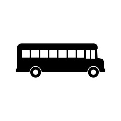 School bus silhouette icon vector flat design.