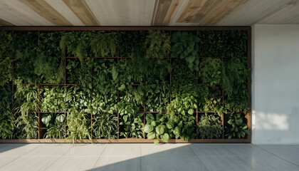 vertical garden with green plants