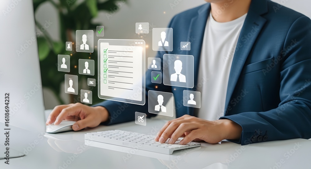 Poster human resources management software for recruitment and employee onboarding process automation tool