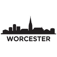 Obraz premium Worcester skyline silhouette. Black Worcester city. Vector black silhouette. with white background