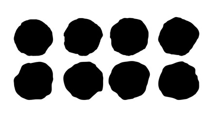 Set of circle with irregular shape. Hand-drawn doodle form with wavy lines. Vector isolated on white background	