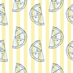 Summer seamless pattern with lemon slices. Italian coastal vibes, Mediterranean, la dolce vita. Vector illustration