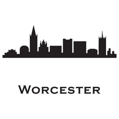 Fototapeta premium Worcester skyline silhouette. Black Worcester city. Vector black silhouette. with white background