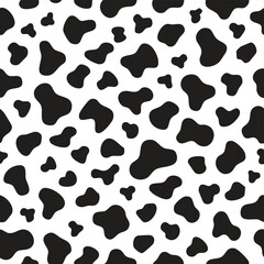 Black and white cow print pattern seamless texture background animal print