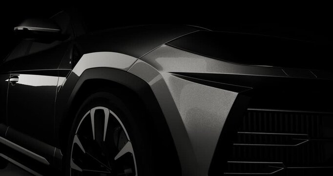 Close up of luxury black car