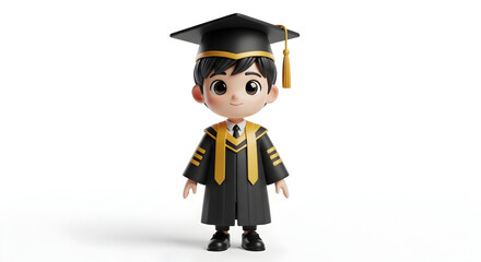 Adorable Graduate Cartoon Character Celebrating Success