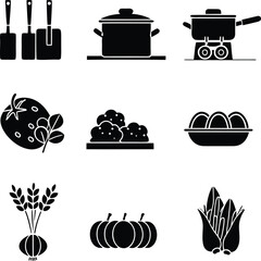 Culinary Still Life Kitchen Utensils Fresh Produce and Cooking Equipment Depicting Variety and Home Cooking