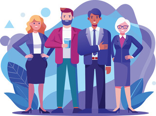 Diverse business team standing together, showcasing unity and professional success