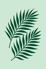Double Green Leaf Botanical Illustration