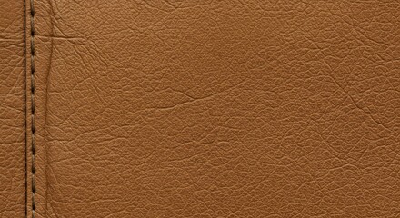 Fototapeta premium Brown Leather Texture: An up-close shot reveals the rich detail of a textured brown leather, the stitched seam adds a tactile dimension to this elegant, sophisticated backdrop.