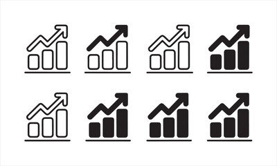 Fototapeta premium Growth Chart Icon Set – Business Analytics Arrow Graph Symbols