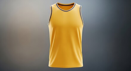 Isolated yellow and blue basketball jersey displayed on a gray gradient background.