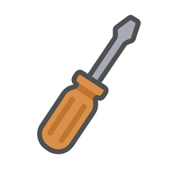 Screwdriver with wooden handle and metallic tip on a transparent background  