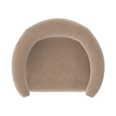 Modern Beige Fabric Armchair, Rounded Cylindrical Design, Top View 3D Render