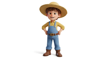 Smiling Cartoon Farmer Boy Farm Fresh Produce