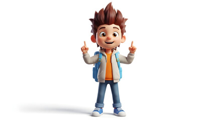 Happy Schoolboy 3D Cartoon Character Illustration