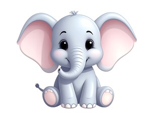 Fototapeta premium Cute cartoon elephant sitting