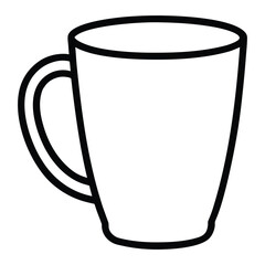 Mug black line art outline on white background