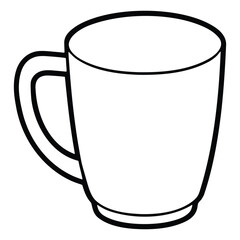 sleek mug line art outline black on white background