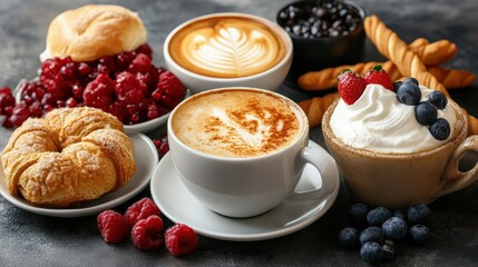 Delicious Breakfast Spread with Coffee and Fresh Berries Delights