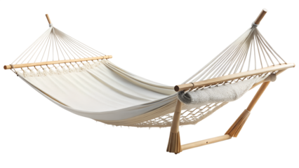 Comfortable hammock isolated on transparent background, perfect for relaxation, leisure, and enjoying the summer vacation outdoors