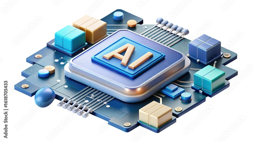 Fototapete ai technology. artificial intelligence. humanoid robot use ai tools.
