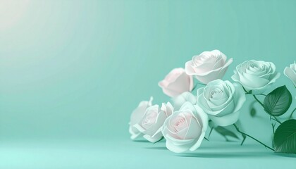 soft pastel colored roses isolated on a pastel background, suitable for greeting cards