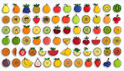 Colorful fruit illustrations
