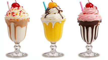 Delicious Ice Cream Sundaes with Toppings and Whipped Cream Delight