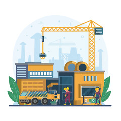 illustrations vector construction industry building machine
