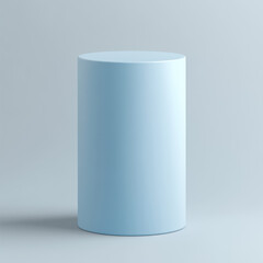 Light blue cylinder on a soft gray background isolated on a transparent background geometric shape