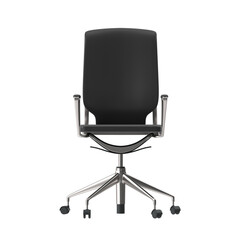 Fototapeta premium Modern Black Office Chair, Slim Profile, Chrome Base, Front View 3D Render